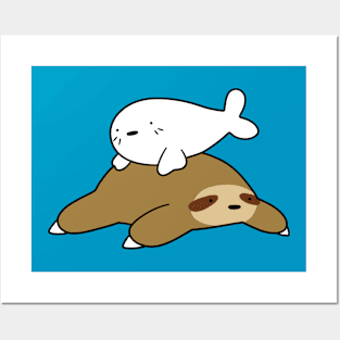 Baby Harp Seal and Sloth Posters and Art